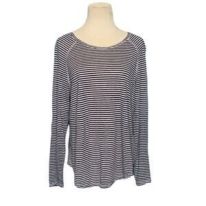 Frame pink black linen stripes long sleeves top size M